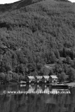 Row of houses at Flam town, Aurlandsfjorden Fjord