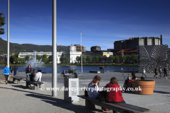 People relaxing by the lake in the City Park, Bergen