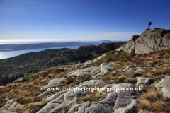 Mount Floyen overlooking Byfjorden water, Bergen