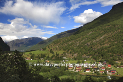 View of the mountains surrounding the town of Flam