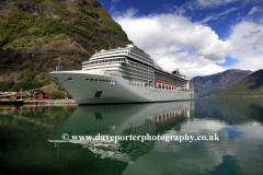 Cruise ship MSC Orchestra, in the harbour at Flam