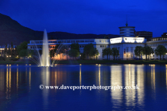 Dusk view of Kuntsmuseum, City Park, Bergen