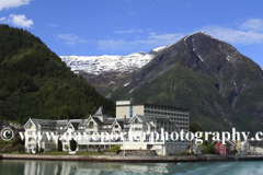 Town of Balestrand and mountains, Sognefjorden