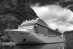 Cruise ship MSC Orchestra, in the harbour at Flam