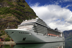 Cruise ship MSC Orchestra, in the harbour at Flam