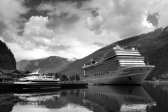 Cruise ship MSC Orchestra, in the harbour at Flam