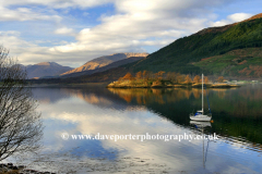 Sailboat, Loch Leven with Creag Bhreac, Glencoe