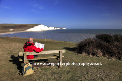 Walker at the Seven Sisters Cliffs, Seaford Head
