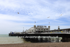Summer blue sky day, Victorian Brighton Palace Pier