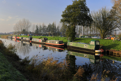 Narrowboats on the river Nene, March town, Cambridgeshire; England, UK