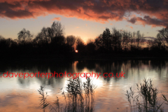 Winter sunset over a Fenland Drain, Cambridgeshire