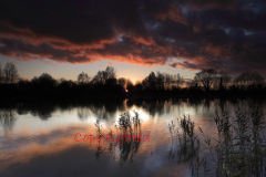 Winter sunset over a Fenland Drain, Cambridgeshire