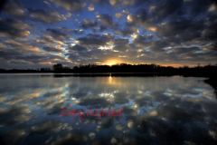 Sunset over a Fenland waterway, Cambridgeshire