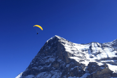 Paraglider over the North Face of the Eiger Mountain