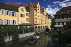 Tourists in boat, Little Venice, Colmar, France