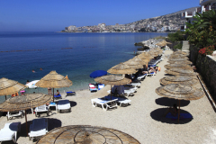 Summer, beach and promenade, Saranda Town, Albania