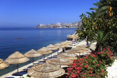 Summer,  beach and promenade, Saranda Town, Albania